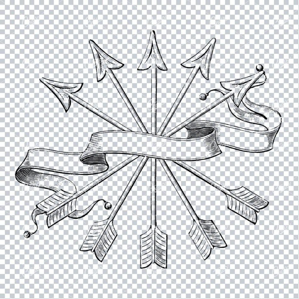 Five Arrows with Ribbon Overlapping Illustration