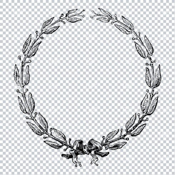 Decorative Vintage Line Art - Floral Wreath Frame / Border  No.2