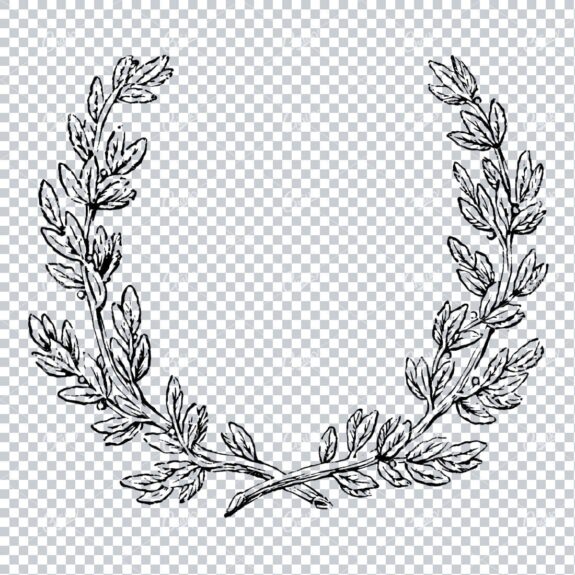Decorative Vintage Line Art - Floral Wreath Frame / Border  No.4