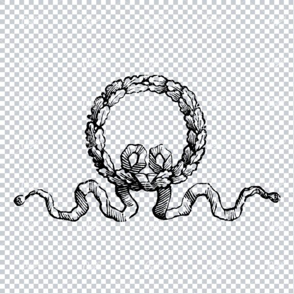 Decorative Vintage Line Art - Floral Wreath Frame / Border  No.8