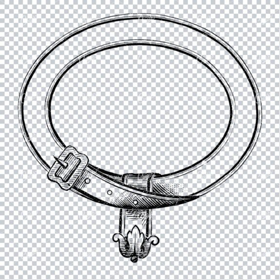 Vintage Illustration of a Frame made with a Belt and Buckle No.4