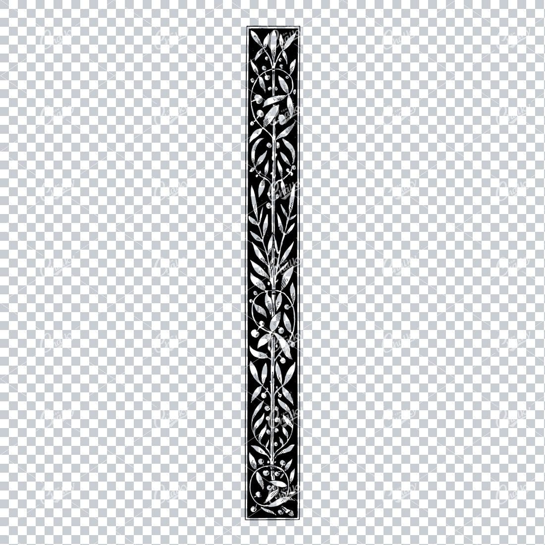 Antique Column Floral / Botanical Design Element