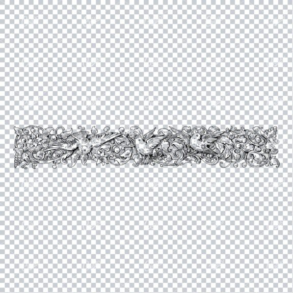 Antique Flourished / Floral Design Element with Birds