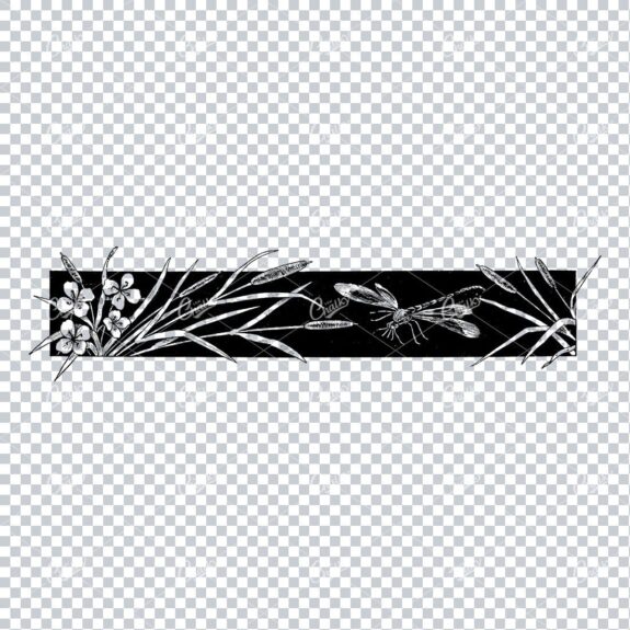 Antique Flourished / Floral Design Element with a Dragonfly