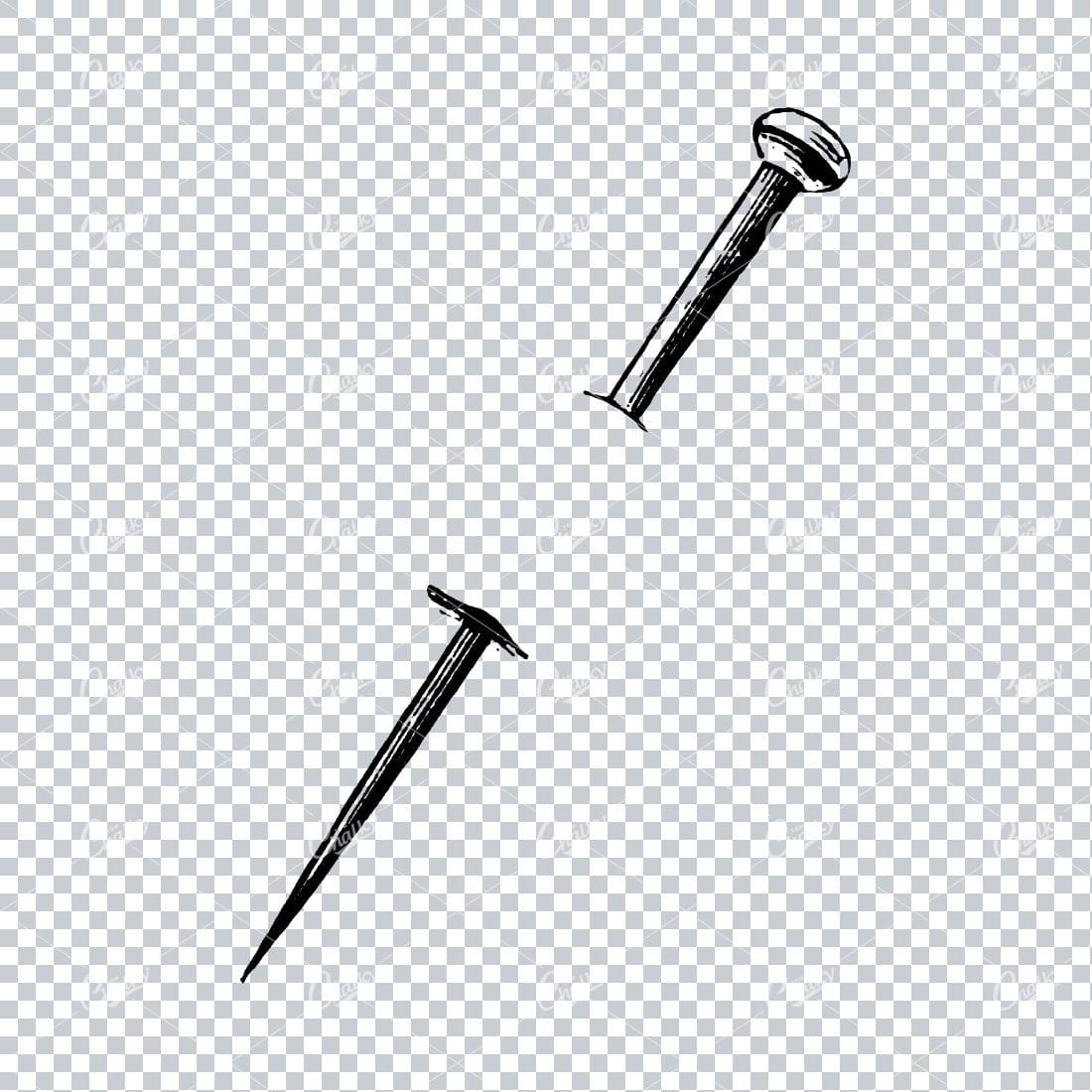 Illustration of a Pin going Through / Under Paper