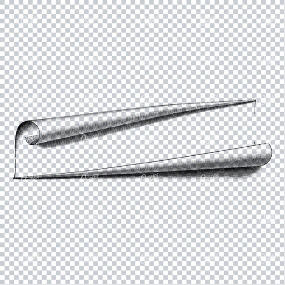 Old Line Art Illustration of Paper Curling / Border / Banner No.2