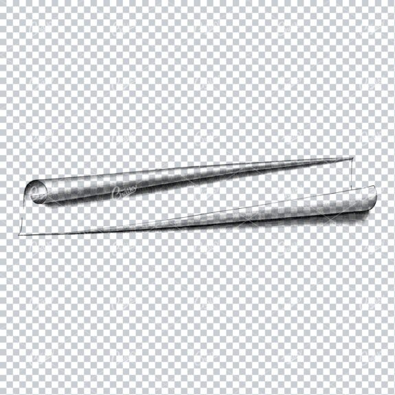 Old Line Art Illustration of Paper Curling / Border / Banner No.4