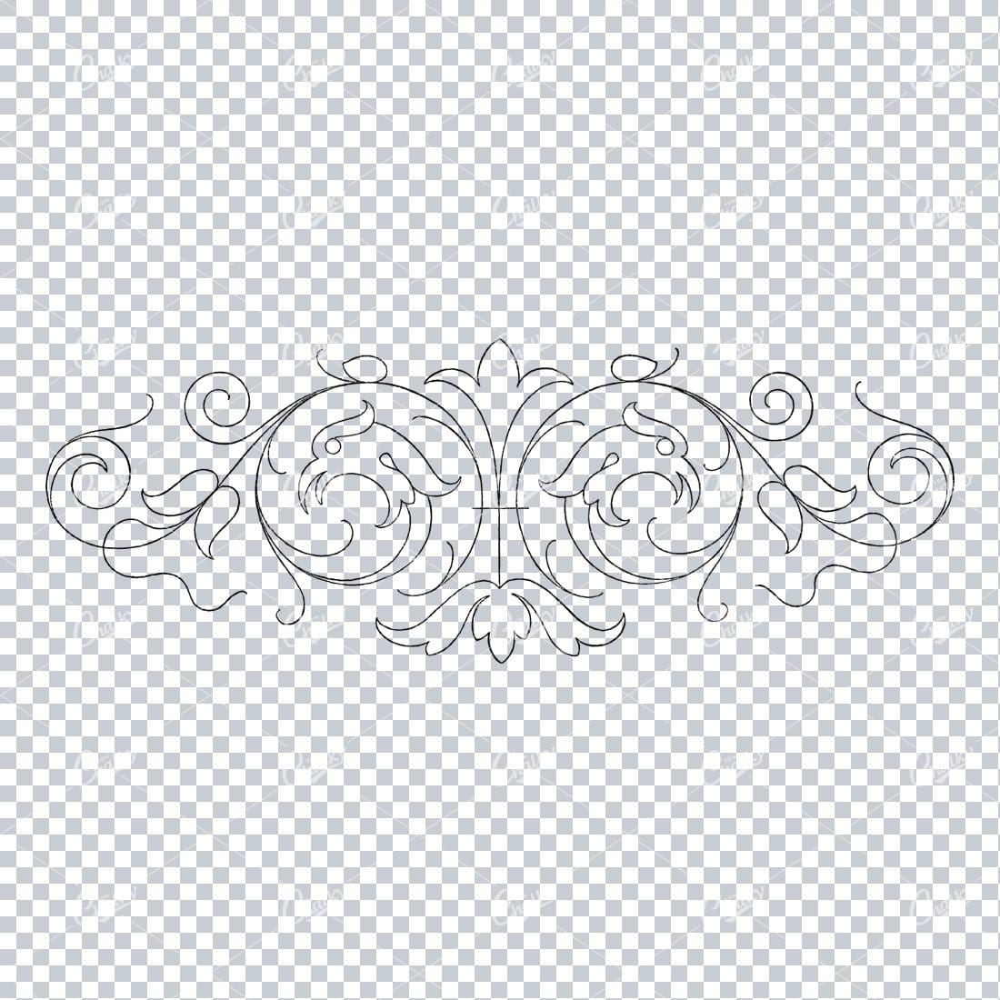 Antique Flourished Line Art Design Element No.1