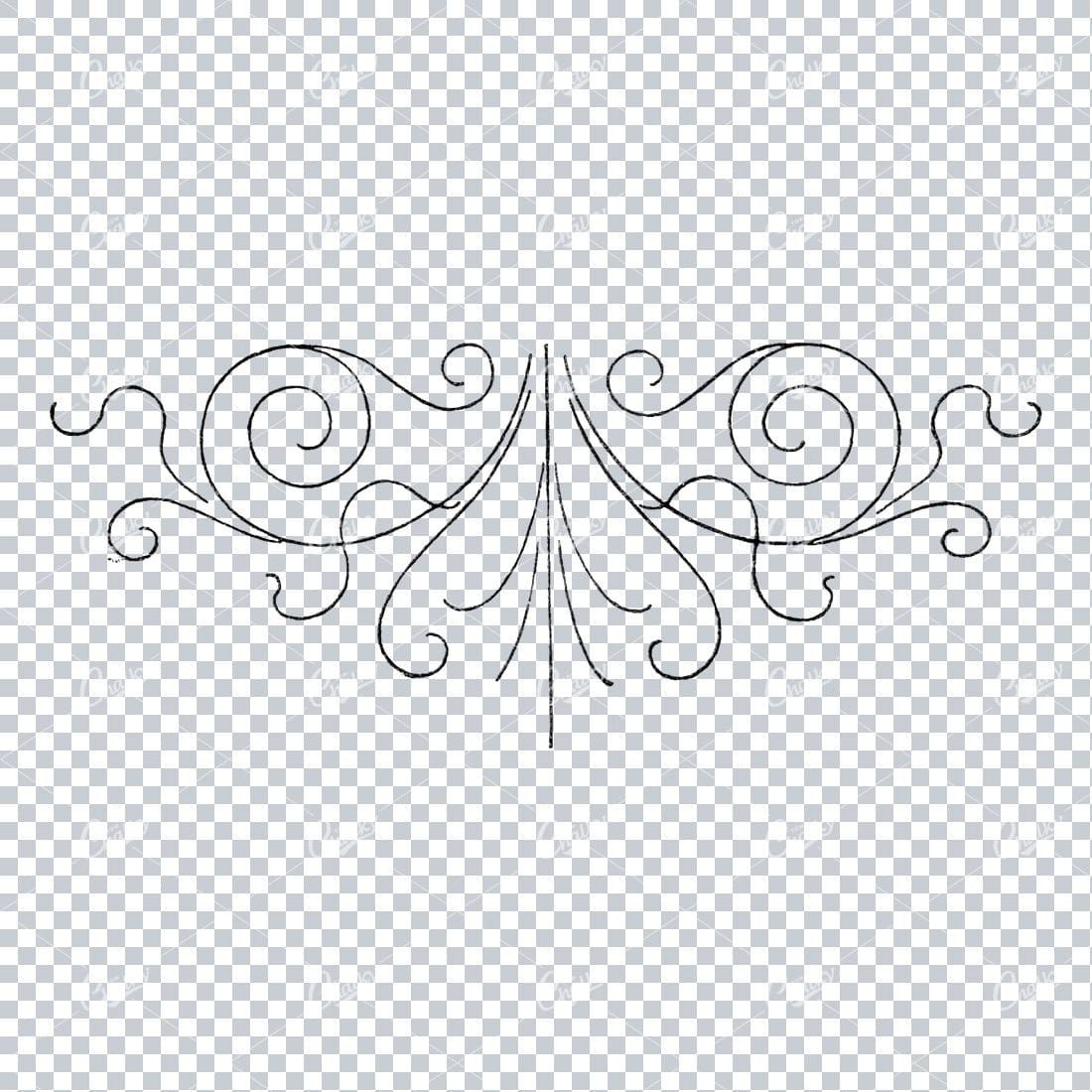 Antique Flourished Line Art Design Element No.2