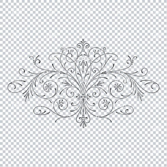 Antique Flourished Line Art Design Element No.3