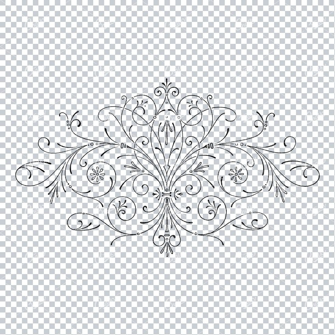 Antique Flourished Line Art Design Element No.3