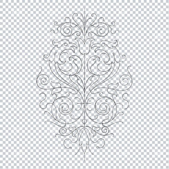 Antique Flourished Line Art Design Element No.4