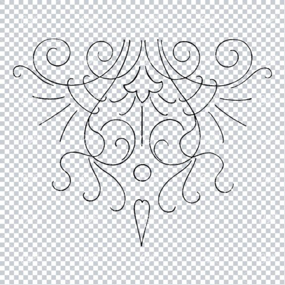 Antique Flourished Line Art Design Element No.5