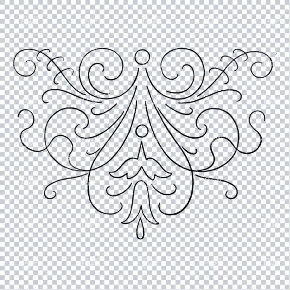 Antique Flourished Line Art Design Element No.6