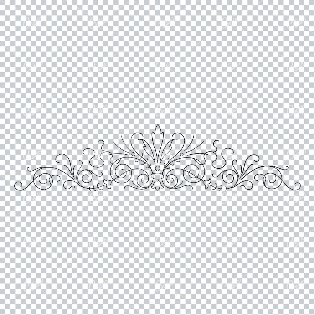 Antique Flourished Line Art Design Element No.7