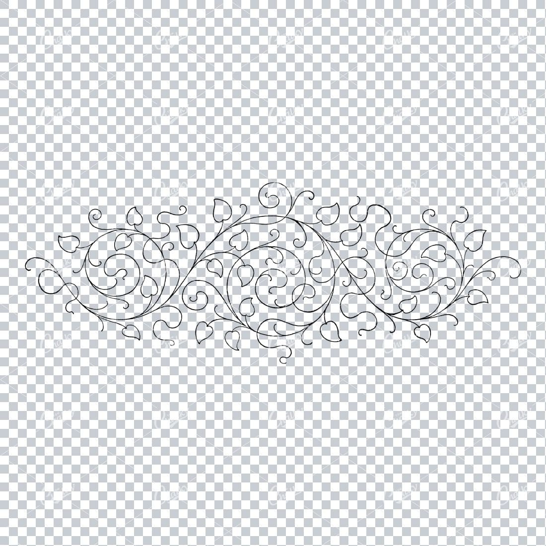 Antique Flourished Line Art Design Element No.8