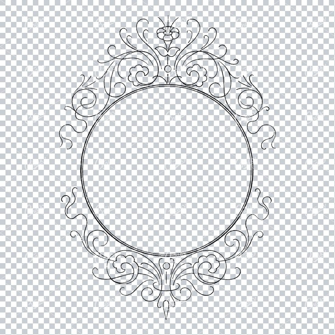 Antique Flourished Line Art Design Element No.9