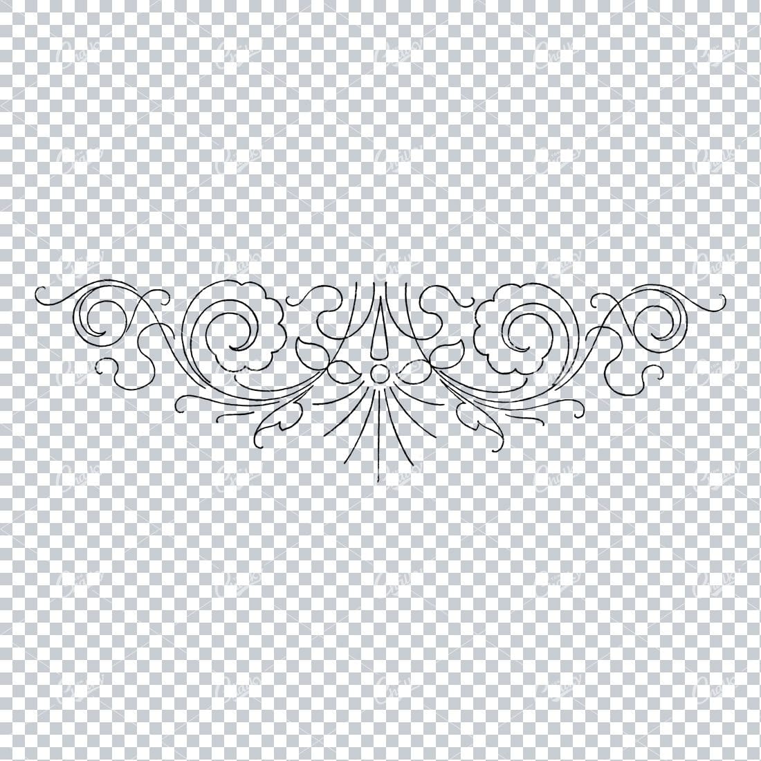 Antique Flourished Line Art Design Element No.10