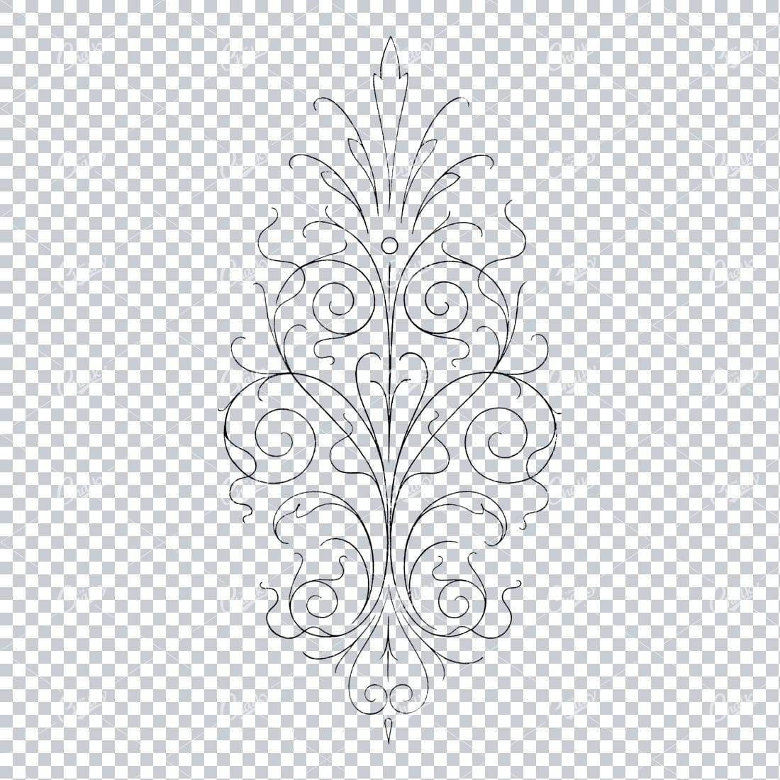 Antique Flourished Line Art Design Element No.11