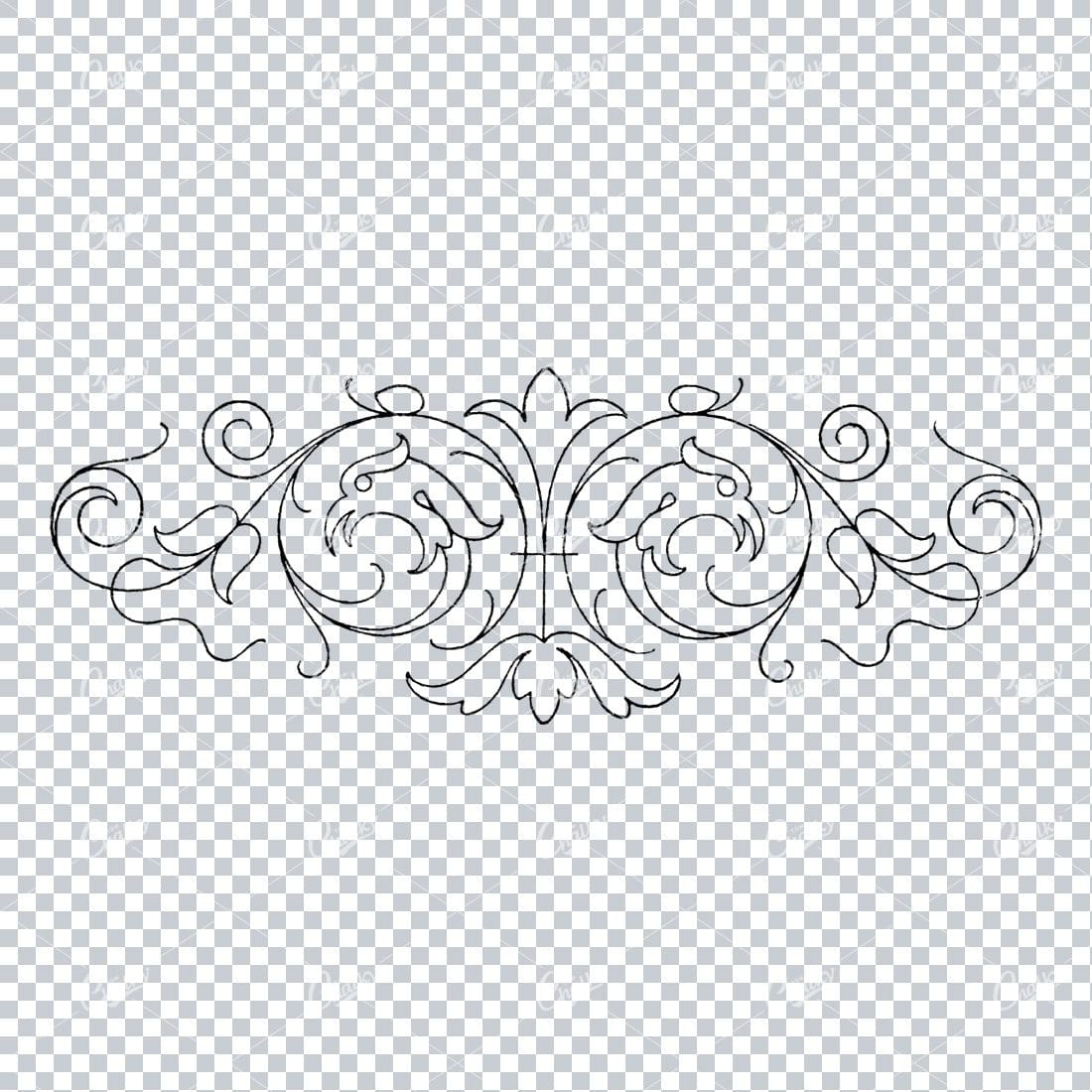 Antique Flourished Line Art Design Element No.12