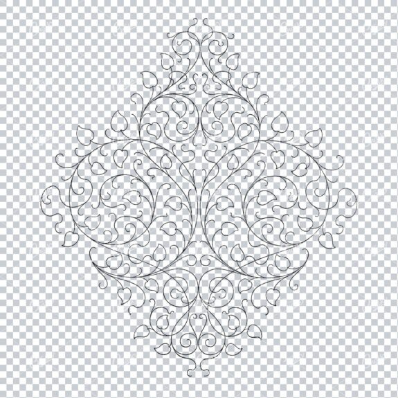 Antique Flourished Line Art Design Element No.13