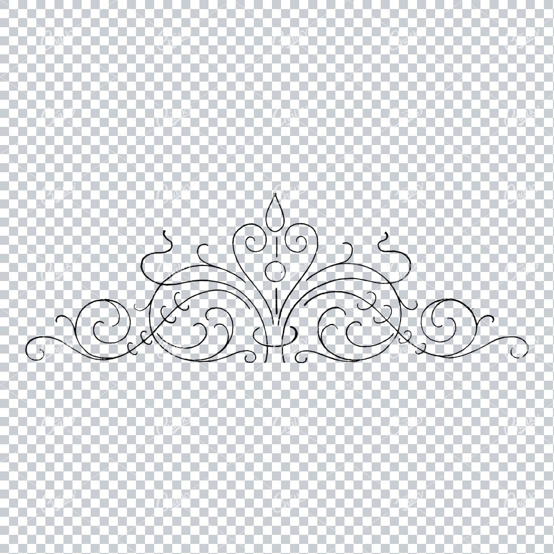 Antique Flourished Line Art Design Element No.14