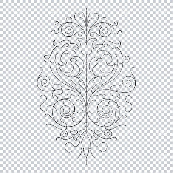 Antique Flourished Line Art Design Element No.15