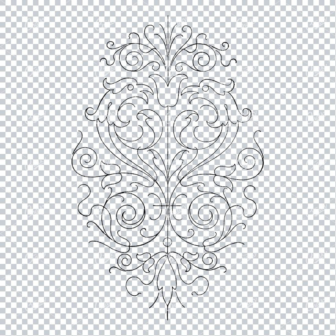 Antique Flourished Line Art Design Element No.15
