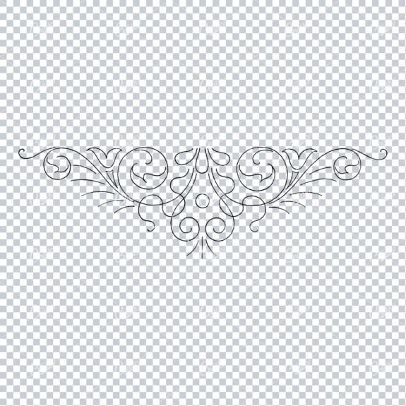 Antique Flourished Line Art Design Element No.16