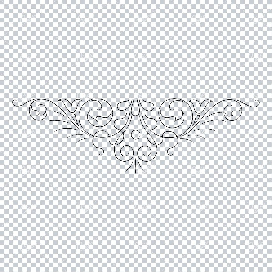 Antique Flourished Line Art Design Element No.16