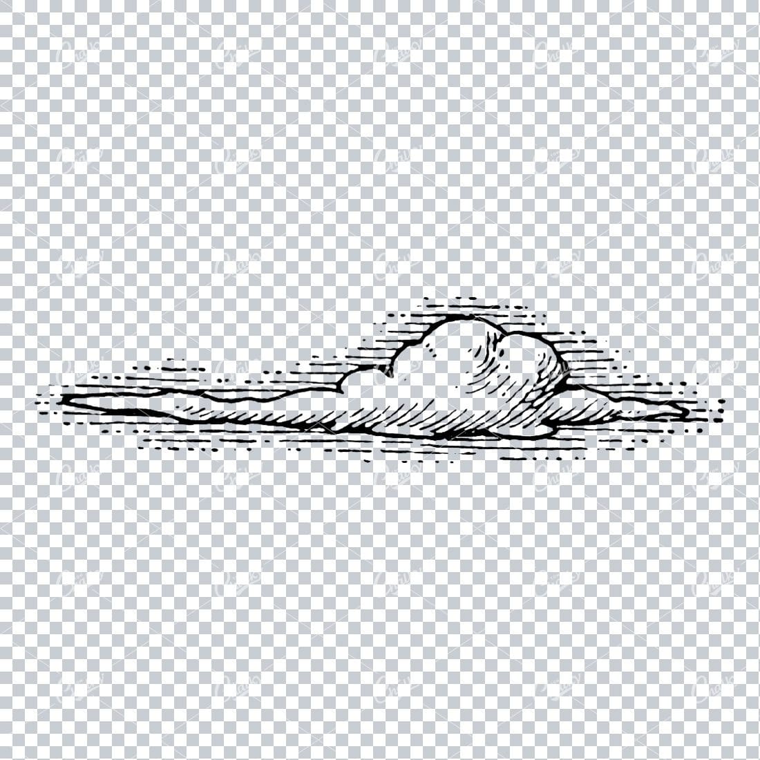 Drawing of a Single Cloud with Shade in the Background No.1