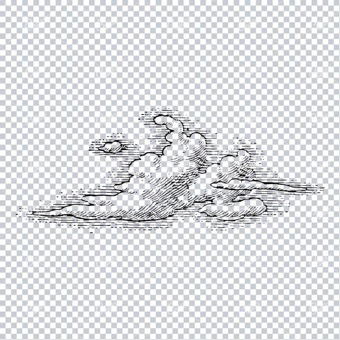 Drawing of a Single Cloud with Shade in the Background No.2