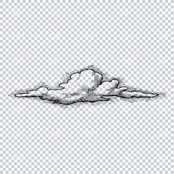 Drawing of a Single Cloud with Shade in the Background No.3