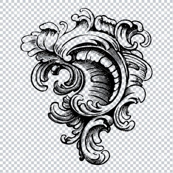Antique Flourished Line Art Design Element No.17