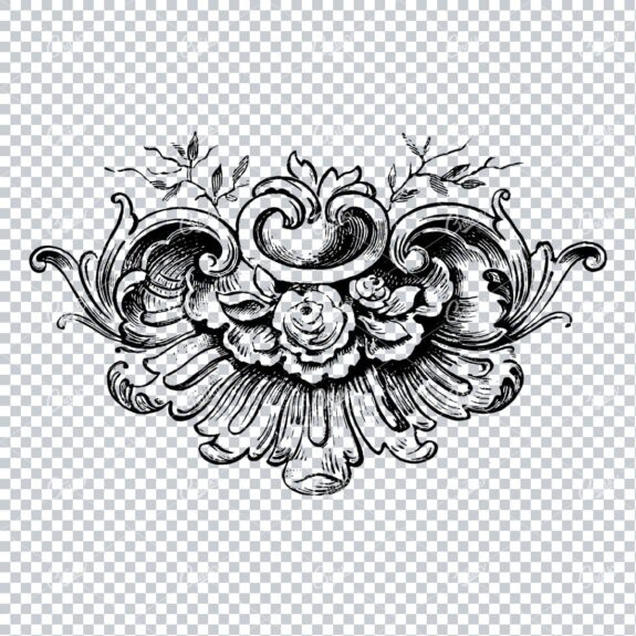 Antique Flourished Line Art Design Element No.18