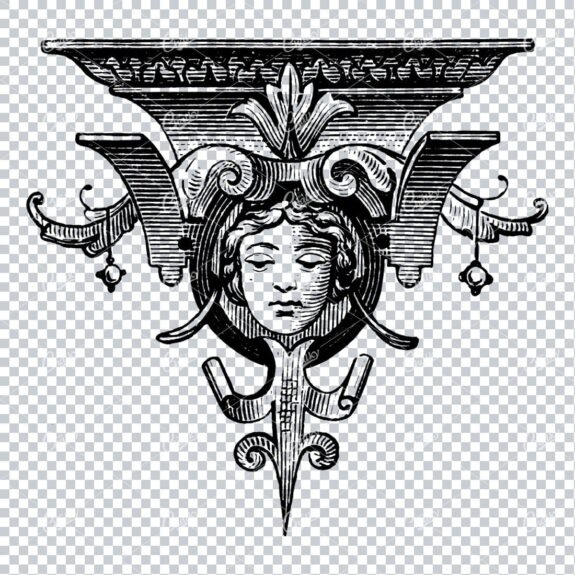 Antique Flourished Line Art Design Element No.21