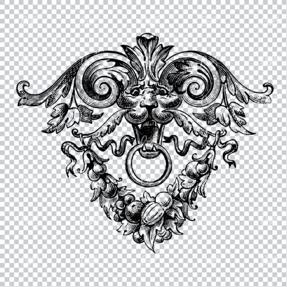 Antique Flourished Line Art Design Element No.25
