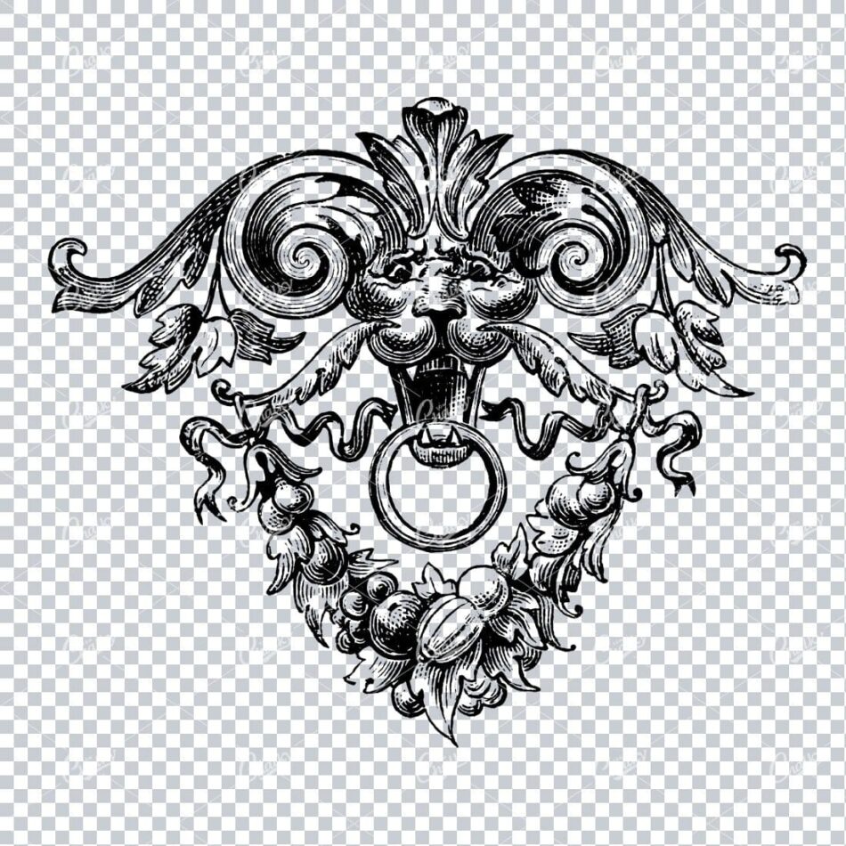 Antique Flourished Line Art Design Element No.25
