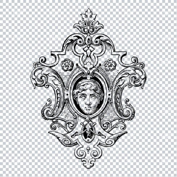 Antique Flourished Line Art Design Element No.28