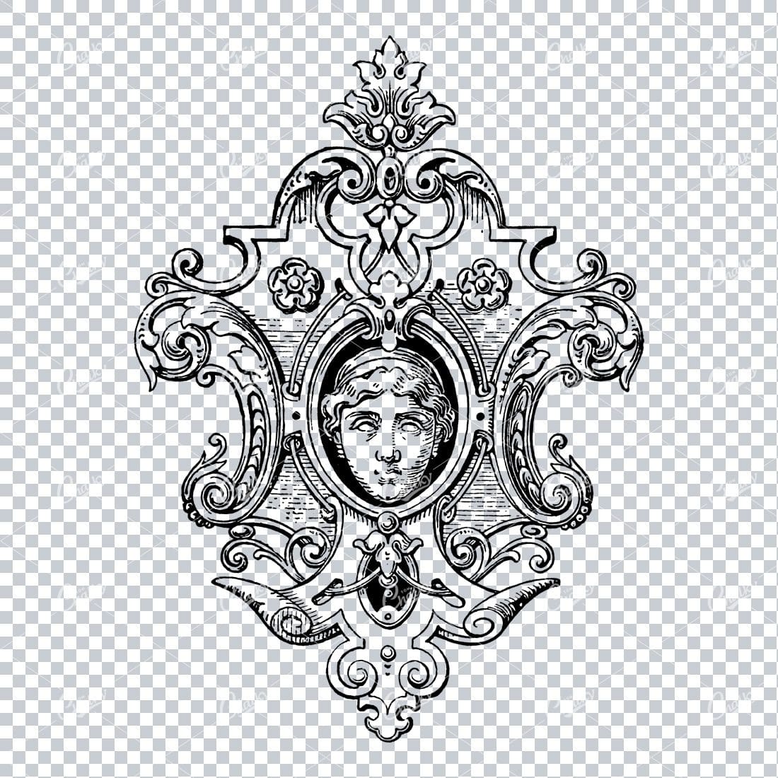 Antique Flourished Line Art Design Element No.28
