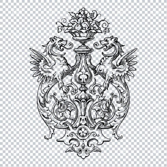 Antique Flourished Line Art Design Element No.30