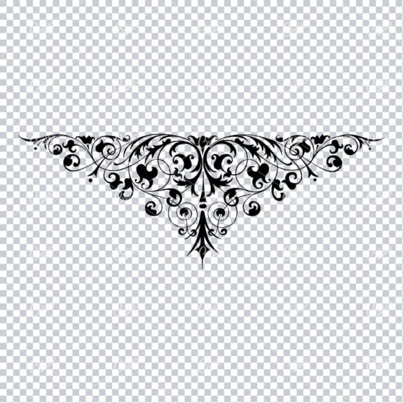 Antique Flourished Line Art Design Element No.37