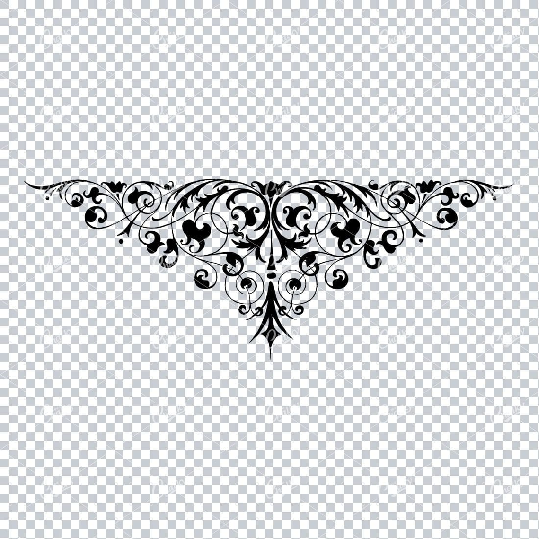 Antique Flourished Line Art Design Element No.37
