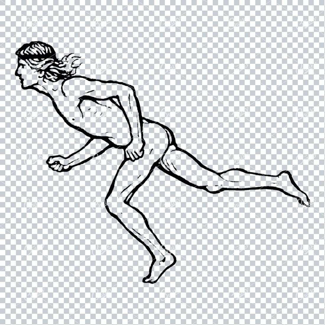 Line Art Illustration of a Man Mid Sprint