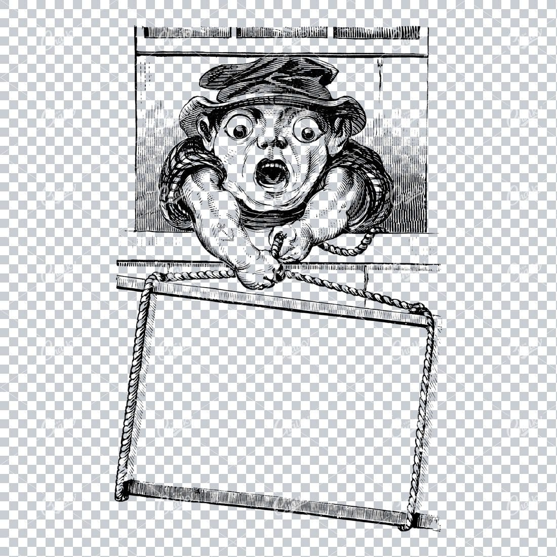 Vintage Marketing / Advertising Illustration with Banner Space for Text / Logo No.2