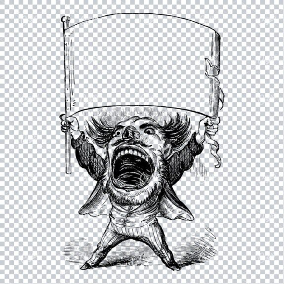 Vintage Marketing / Advertising Illustration with Banner Space for Text / Logo No.4