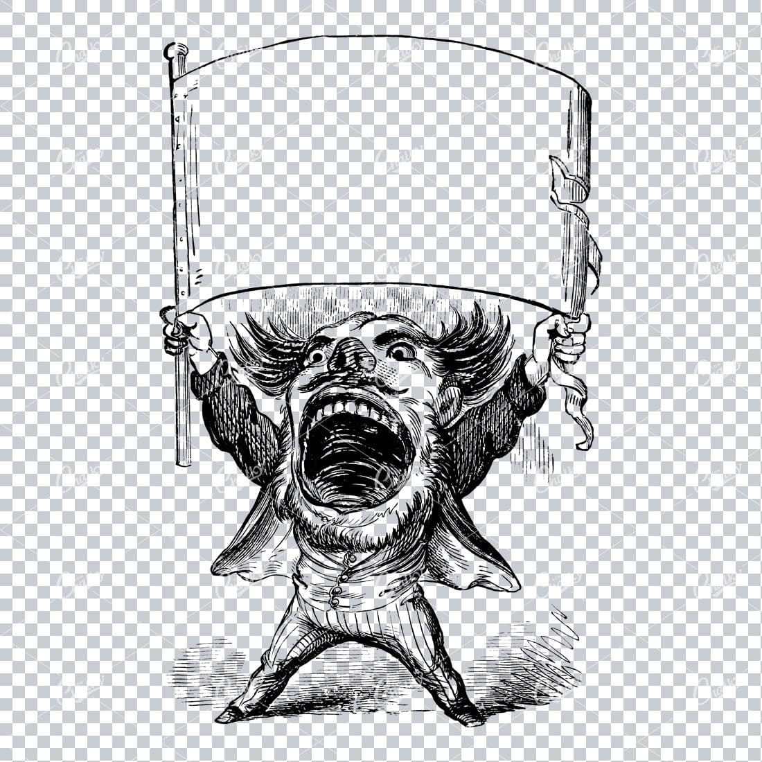 Vintage Marketing / Advertising Illustration with Banner Space for Text / Logo No.4