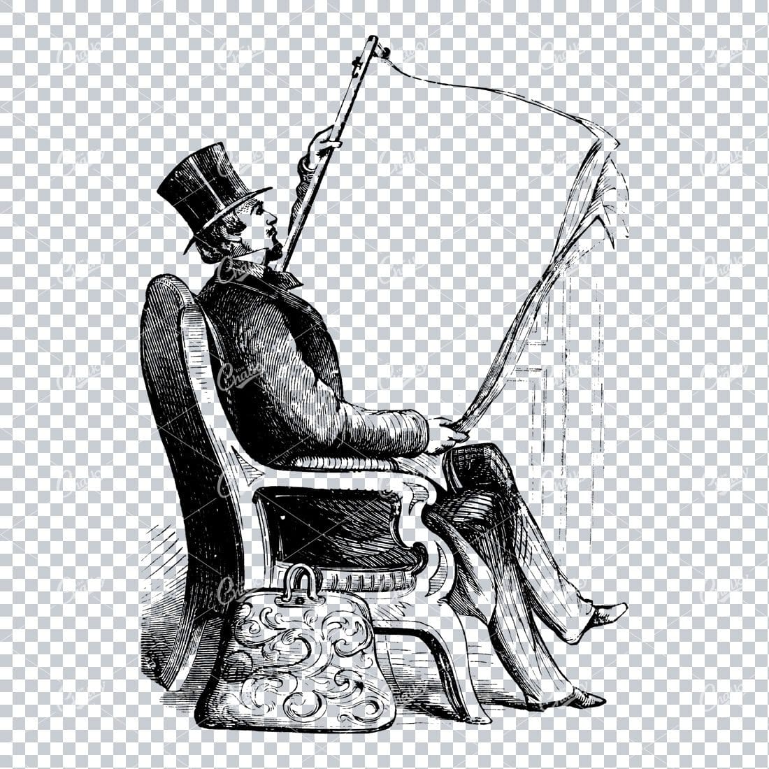 Vintage Marketing / Advertising Illustration with Banner Space for Text / Logo No.6