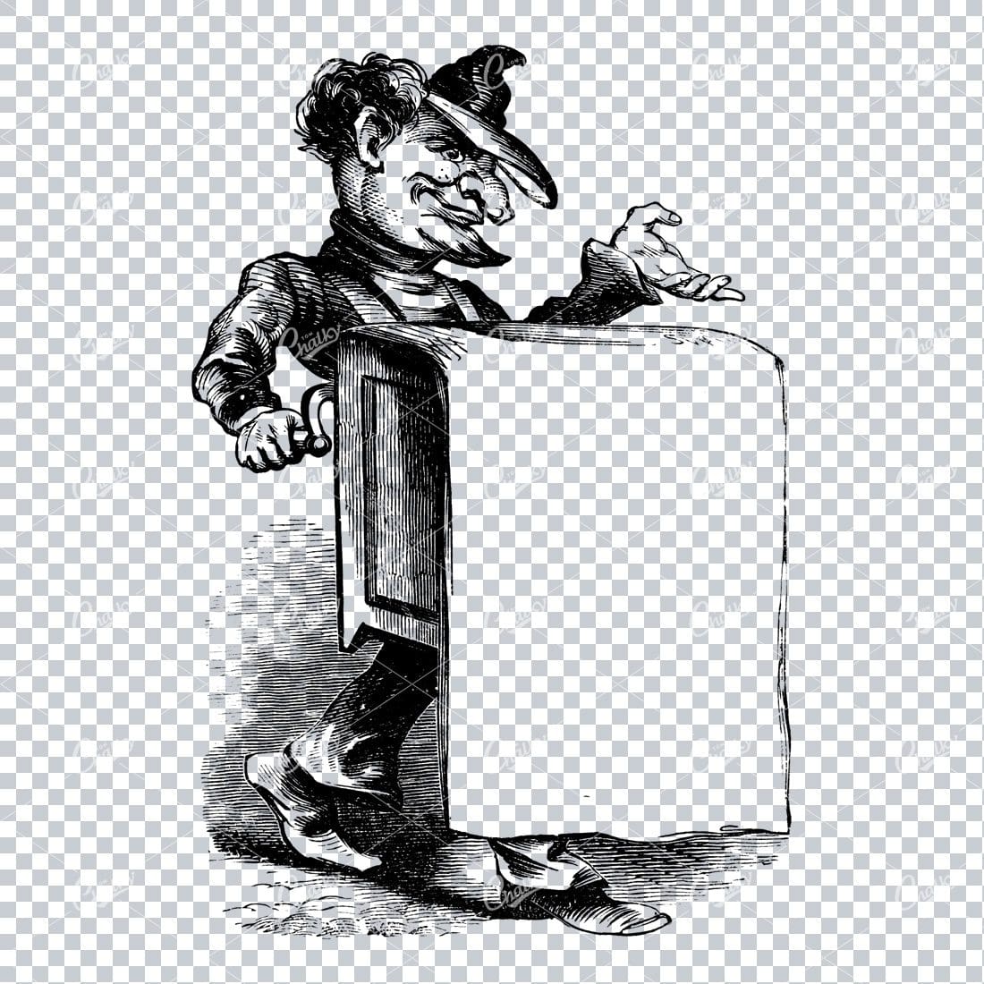 Vintage Marketing / Advertising Illustration with Banner Space for Text / Logo No.9
