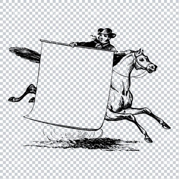 Vintage Marketing / Advertising Illustration with Banner Space for Text / Logo No.11